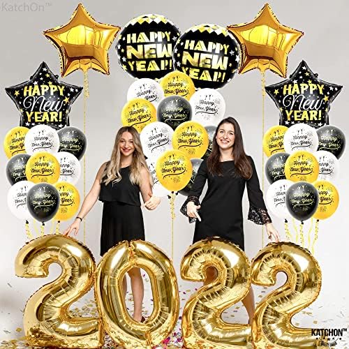 Büyük Altın Folyo Perde Backdrop-6. 4x8 Feet, 2 Paket / Mutlu Yeni Yıl Folyo Balonlar Seti / Altın Saçak Perde Zemin Yeni Yıl