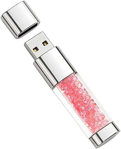 USB Flash Sürücü 64GB, BorlterClamp Sevimli Pembe Kristal Başparmak Sürücü Yenilik Kalem Sürücü Bellek Çubuğu