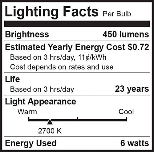 Bioluz LED 40 Watt LED Ampuller, E26 40 Watt Ampul Değişimi, A19 LED Ampul Sadece 6 Watt Kullanır, Sıcak Beyaz 2700K Kısılabilir