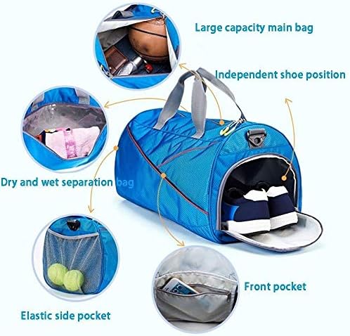 SHENGDAFASHANGCHENG Spor Çantası seyahat silindir çanta sırt çantası ayakkabı bölmesi ile erkekler ve kadınlar için, ıslak