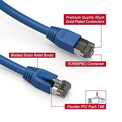 0.5 ft (0.2 M) Kedi.8 S/FTP Ethernet Ağ Kablosu 24AWG 0.5 Feet (0.2 Metre) Gigabit LAN Ağ Kablosu RJ45 Yüksek Hızlı Yama Kablosu,