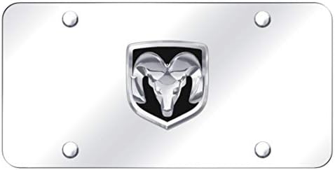 Au-Tomotive Gold, INC. Siyah Dodge Ram Logo Ön Plaka Çerçevesi Paslanmaz Çelik Ayna MOPAR