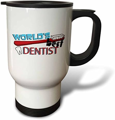 3dRose Dünyanın en iyi Diş Hekimi Seyahat Kupa, 14 oz, Çok Renkli