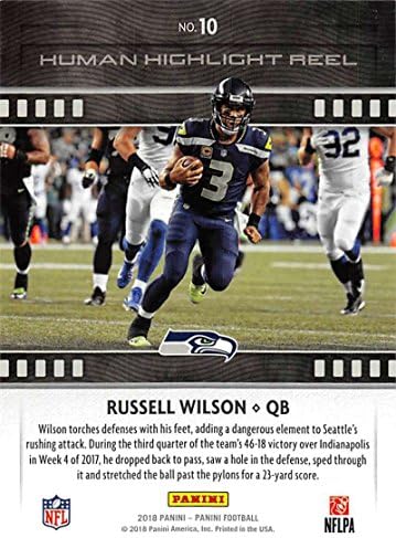 2018 Panini Futbol İnsan Vurgulamak Makara 10 Russell Wilson Seattle Seahawks NFL Ticaret Kartı