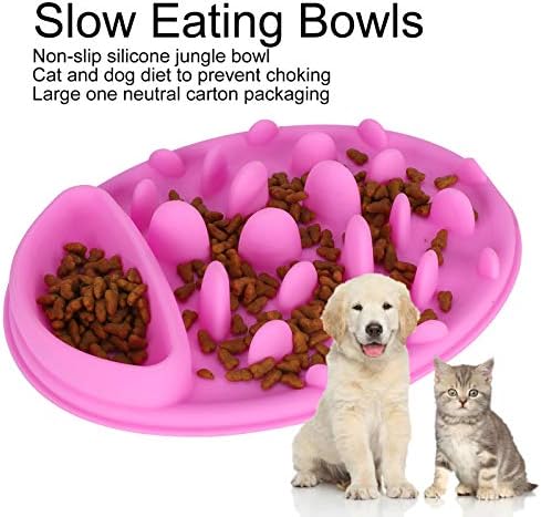 HAOX Köpek Yavaş Besleyici Kase, Bloat Stop Kedi Besleyici Kompakt Şekli Anti-Boğulma Diyet Yemek için Kediler ve Köpekler