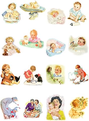 Dekupaj Kağıt Paketi (10 yaprak A4 / 8x 12) Bebek Çocuklar ve Küçük Çocuklar FLONZ Vintage Kağıt