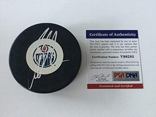 Justin Schultz İmzalı İmzalı Edmonton Oilers Hokey Diski PSA DNA COA a-İmzalı NHL Diskleri