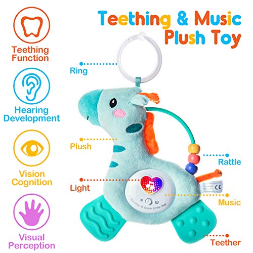 Yumuşak Işık ve Renk Çıngıraklı Müzikal Bebek Diş Çıkartma Oyuncakları, Bebek BPA İçermeyen Diş Kaşıyıcılar, Beşik için Kancalı