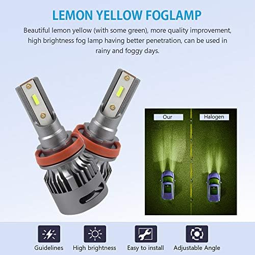 H11 H8 H16 LED sis ampuller limon sarı/kireç yeşil ışık İle CSP LED cips Anti titrek Dekoder Süper parlak 4300 Lümen 9-30 V