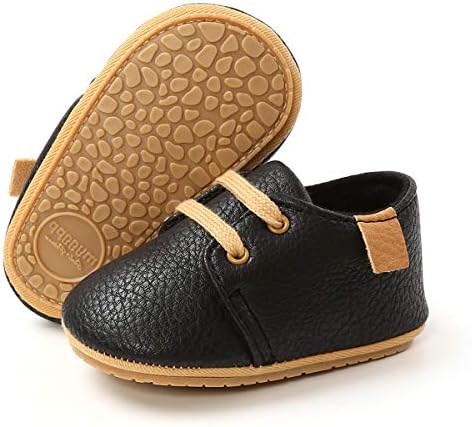 COSANKİM Bebek Erkek Kız Ayakkabı Lace Up Deri Bebek Sneakers Kaymaz Kauçuk Taban Yenidoğan Loafer'lar Toddler Ilk Yürüteç