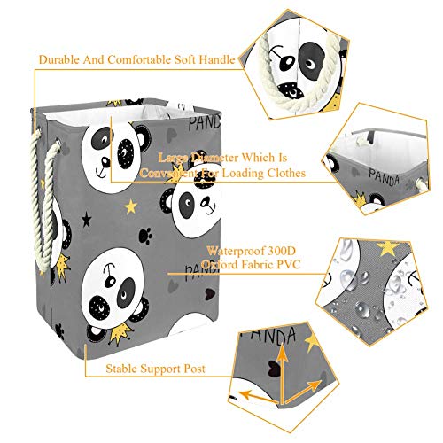 Panda Taç Yıldız Depolama Kovaları Büyük Katlanabilir Su Geçirmez Giysi Sepet Oyuncaklar Saklama Çantası Taşıma Kolları ile