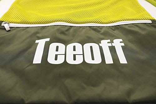 Teeoff İpli Çanta Renk Blok Spor Çuval Depolama Sırt Çantası Çanta ile Fermuarlı Cebi (Ordu Yeşil + Sarı)