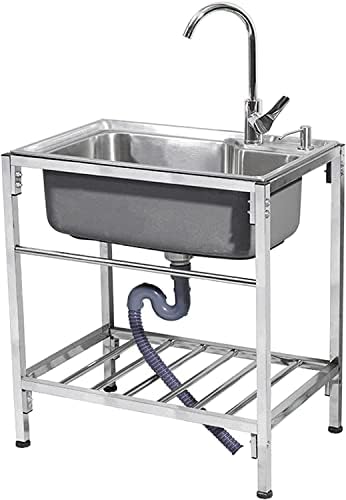 Mutfak Lavabo-Tek Kase Paslanmaz Çelik Ticari Lavabo İle Sıcak ve Soğuk Musluk - 48x35 cm 58x43 cm Lavabo Lavabo için Garaj