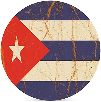 Nudquio Küba Bayrağı Buruşuk Kağıt üzerinde Yuvarlak Seramik Bardak Fincan Kupa Paspaslar için Mutfak Masa Bar Kahve masası
