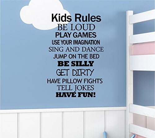 Çocuk Kuralları. Gürültü, oyun oynamak, hayal gücünüzü kullanın, ve yatakta dans, atlama, aptal, kirli, yastık kavgası, şaka