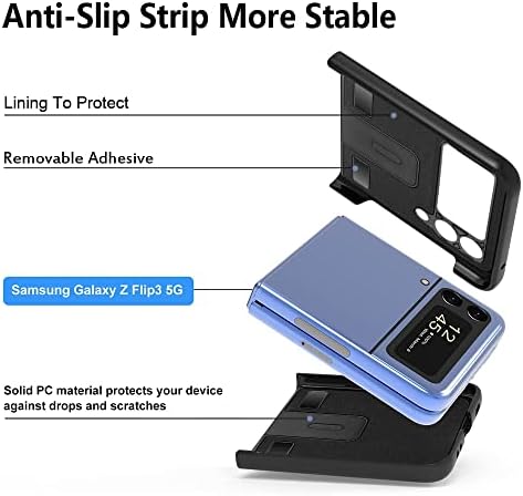 Z Flip 3 5G 2021 için Kart Yuvası Tutucu ile Deri Lychee Desen Kapak Samsung Galaxy Z Flip 3 5G Kılıf ile Uyumlu Anti-Scratch