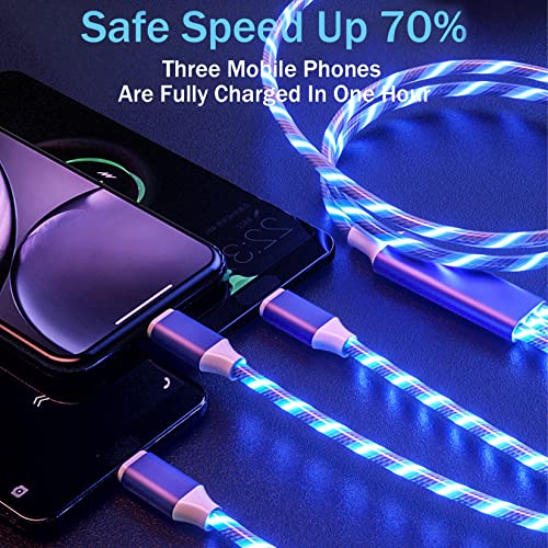 keeda 3 in 1 Çoklu USB şarj kablosu Araba Aydınlık Hızlı Şarj Kablosu Hattı 3.9 FT Light Up Parti Parlayan USB kablosu Cep