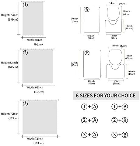 LEO BON Duş Perdesi 4 Adet Setleri ile Paspaslar ile Kaymaz Kilim, Tuvalet Kapağı Kapak, Banyo Paspas ve 12 Kanca Retro Amerikan