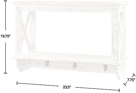 FirsTime & Co. Kancalı Beyaz Jovi Çiftlik Evi Rafı, Ahşap, 23,5 x 7,75 x 15,75 inç