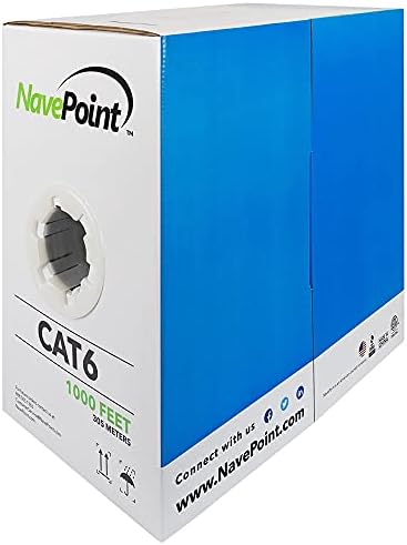NavePoint CAT6 (CMP), 1000 Ft, Yeşil, Katı Dökme Ethernet Kablosu, 23AWG 4 Çift, Korumasız Bükümlü Çift (UTP) 1'li Paket