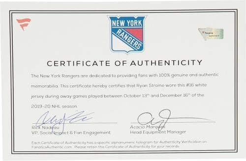 Ryan Strome New York Rangers Oyunu-2019-20 NHL Sezonunun 13 Ekim - 16 Aralık Tarihleri Arasında Oynanan Deplasman Maçlarında