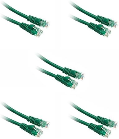5 paket, Cat6a Ethernet Yama Kablosu, Takılmayan / Kalıplanmış Önyükleme, 500 MHz, Yeşil, 15 Ayaklar, CNE493164