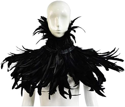 L'VOW Gotik Siyah Tüy Shrug Cape Şal Cadılar Bayramı Kostüm Erkekler için