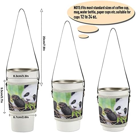 Oyıhfvs Bebek Panda Yeme Bamoo Su Şişesi Kollu Kahve Fincanı Taşıyıcı Kullanımlık Yalıtımlı Fincan Kapağı Tutucu ile Ayarlanabilir