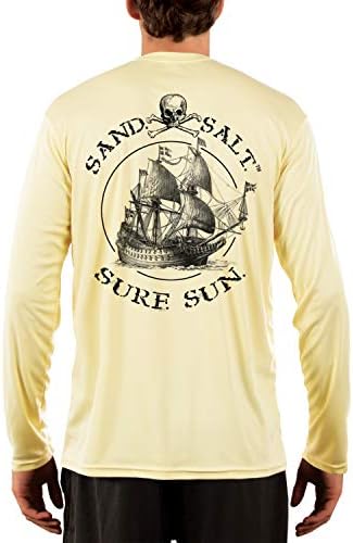 kum.tuz.GEZİNMEK.GÜNEŞLENDİRMEK. Vintage Gemi erkek UPF 50 + UV Güneş Koruma Performansı uzun kollu T-Shirt
