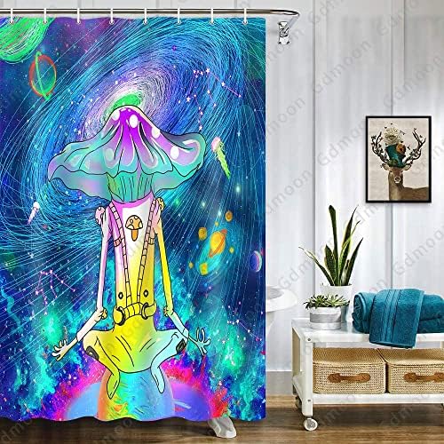 Gdmoon Astronot Duş Perdesi Çocuklar Komik Mantar Psychedelic Yıldızlı Gökyüzü Yoga Meditasyon Dış Gökyüzü Gezegen Takımyıldızı