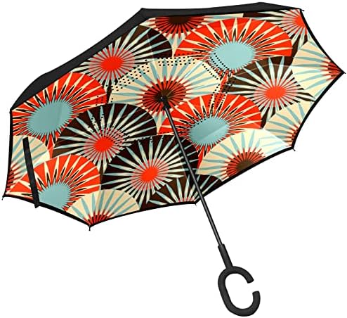 Çift Katmanlı Ters Şemsiye Ters Katlanır Şemsiye ile Araba için C-Şekilli Kolu, rüzgar Geçirmez UV Koruma Japonya Büyük Şemsiye