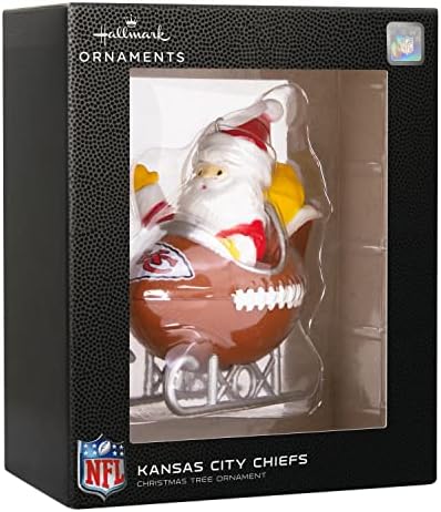 Hallmark Kansas City Chiefs Santa Futbol Kızak Noel Süs, NFL Ağacı Dekorasyon ve Spor Fan Hediye