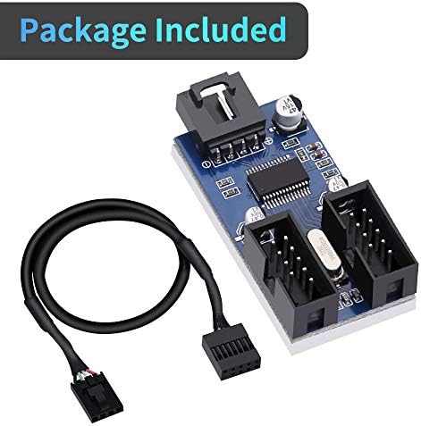 Electop 9 Pin 2 in 1 Dahili USB Splitter Kablosu, 9 pin USB Header Erkek 1 ila 2 Dişi Uzatma Konnektör Adaptörü, USB 2.0 HUB