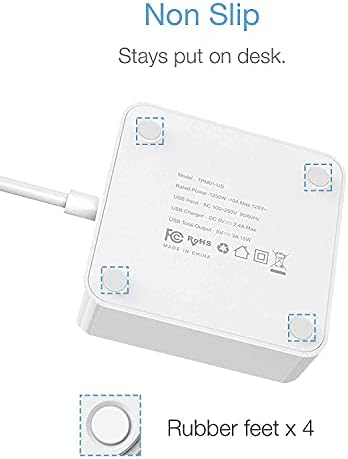 TESSAN Güç Şeridi ile USB, Düz Fiş Uzatma Kablosu için Kapalı, Yurt Odası, Ofis Essentials