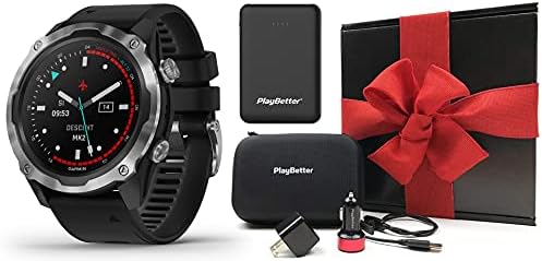 Garmin Descent Mk2 (Paslanmaz Çelik/Siyah) GPS Saati Dalış Bilgisayarı Hediye Kutusu Paketi / PlayBetter Araba / Duvar Adaptörleri,