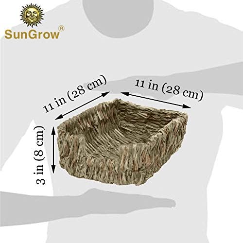 SunGrow Taşınabilir Tavşan Çim Yatağı, 11 x 11 x 3 İnç, Küçük Evcil Hayvanlar için, Paket başına 1 Adet