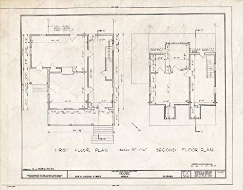 Tarihi Resim: Blueprint HABS ALA, 49-MOBİ, 119- (Sayfa 2 / 3) - 204 Güney Joachim Caddesi (Ev), Mobil, Mobil İlçe, AL 14in
