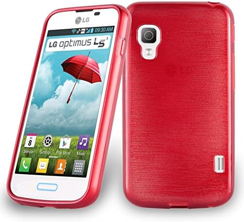 LG L5 II ile uyumlu Cadorabo Kılıfı (2.Gen 2.SIM) kırmızı-Darbeye Dayanıklı ve Çizilmeye Dayanıklı TPU Silikon Kapak-Ultra