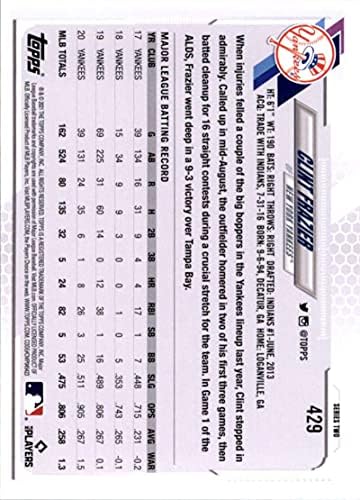 2021 Topps 429 Clint Frazier New York Yankees Serisi 2 MLB Beyzbol Ticaret Kartı