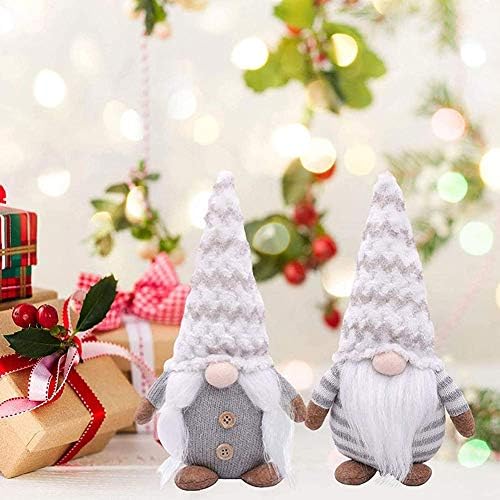 Noel Gnome Peluş Süslemeleri, Gri Gnome, Meçhul Bebek Kış Elf Santa Peluş Dekorasyon Hediye Çizgili Örme Kısa Bacaklar 2 adet