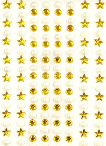 Wrapables 164 Parça Kristal Yıldız ve İnci Çıkartmalar Yapıştırıcı Rhinestones, Altın