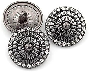 5 Adet Hollow Desen Düğmeler Rhinestone Düğmeler Düğün Dekorasyon Dikiş Giyim için(Siyah, 23mm)