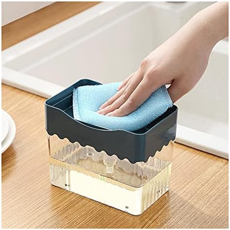 Bmwjrzd LİUYİ Sabun Kutusu + 1 Ovma Pedi Sabun Bulaşık Deterjanı Basın Dağıtıcı Sünger Temizleme Pedi Konteyner Bulaşık Fırçası