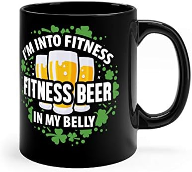 Karnımdaki Fitness Birası Yeşil Bira Aziz Patrick Günü Şerefe Siyah Kupa 11oz 11 Oz