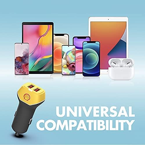 Shell Mini Araç Şarj Cihazı-Hızlı Şarj Çift Bağlantı Noktalı USB 24W Adaptör, LED Göstergeli, iPhone Pro/Max/Mini, iPad Air/Mini,