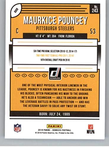 2018 Donruss Futbol 243 Maurkice Pouncey Pittsburgh Steelers Resmi NFL Ticaret Kartı
