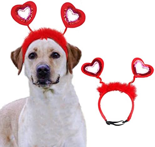 Sevgililer Kalp Kafa Bandı Köpek Kostüm Pet Kırmızı Aşk Kalpler Kafa Bandı Köpek Kedi Glitter sevgililer Günü Malzemeleri