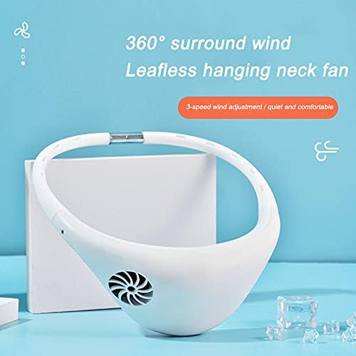 Abimy Taşınabilir Boyun Fanı Eller Serbest Bladeless Boyun Fanı 360° Soğutma Asılı Fan USB Şarj Edilebilir ile 3 Rüzgar Hızı