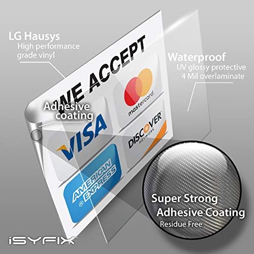 Kredi Kartı Etiket İşaretleri Çıkartmaları-4 Paket 7 x 6 İnç-Visa, MasterCard, Amex ve Discover, Premium Kendinden Yapışkanlı