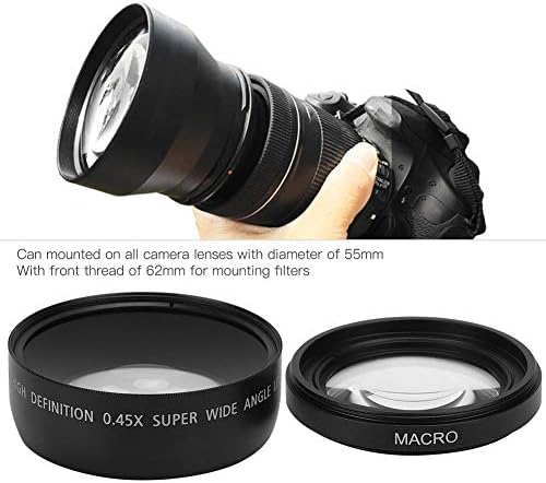 Geniş Açı Lens Taşınabilir 55MM 0.45 X Gelişmiş Geniş Açı Makro Lens Tüm 55MM Çaplı Kamera Lensleri için Uygun